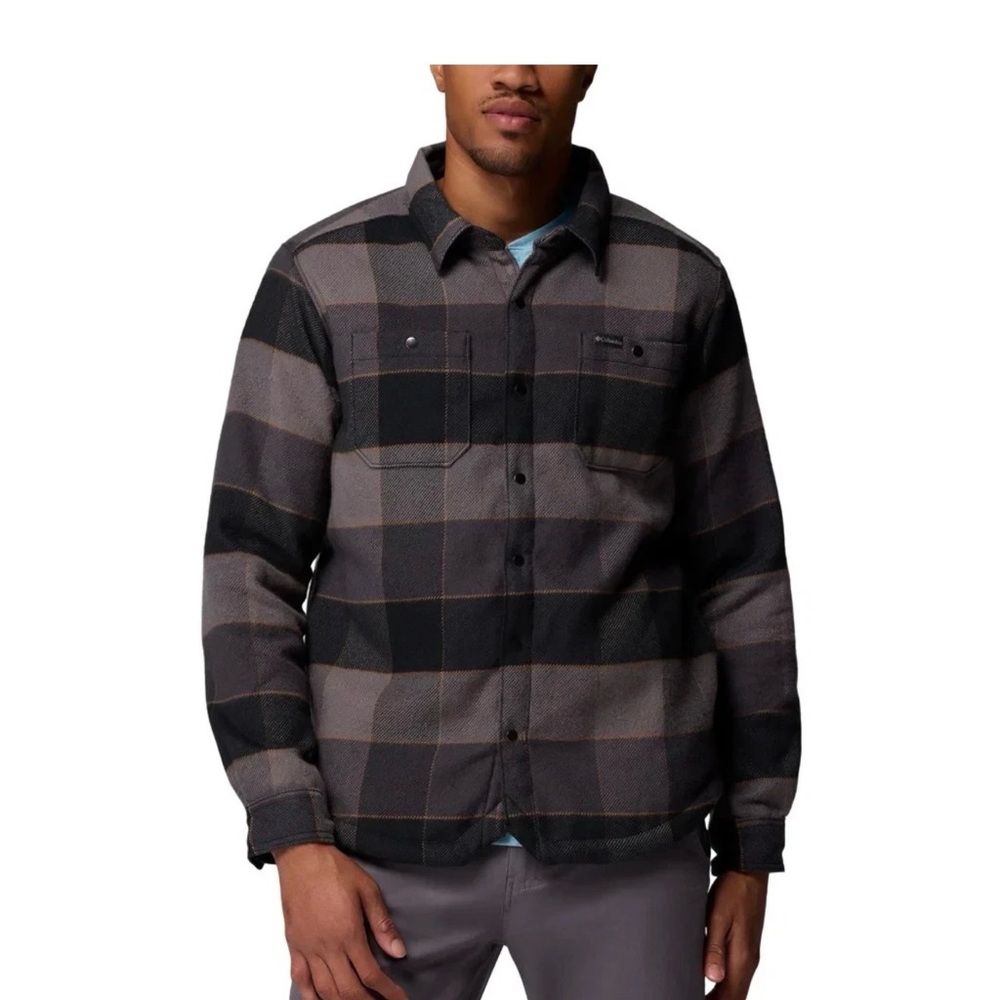 Columbia Men's Shirt Jacket fully lined shirt jacket Black plaid